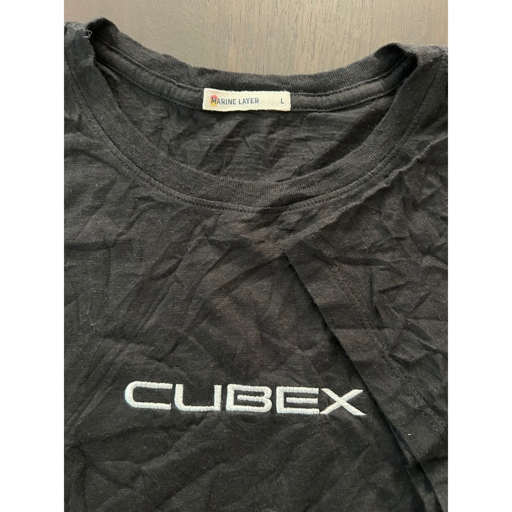 Marine Layer Cubex Logo Graphic Tee Black Supima Cotton Modal Women Large